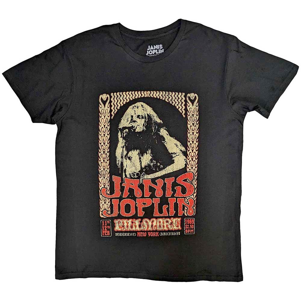 Janis Joplin - Vintage Poster Mens Tshirt - Black